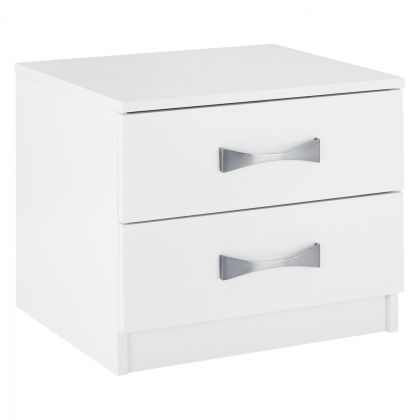 NIGHT STAND WITH 2 DRAWERS AND SILVER HANDLE HM2235.05 ΛΕΥΚΟ 48x40,5x41,5Ycm.