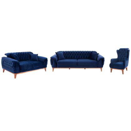 HM11745.18, BENNINGTON, 3-pcs living-room set, blue velvet