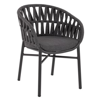 ARMCHAIR ALUMINUM DARK GREY WITH ROPE DARK GREY  HM5857.01 57x56x78Η cm.