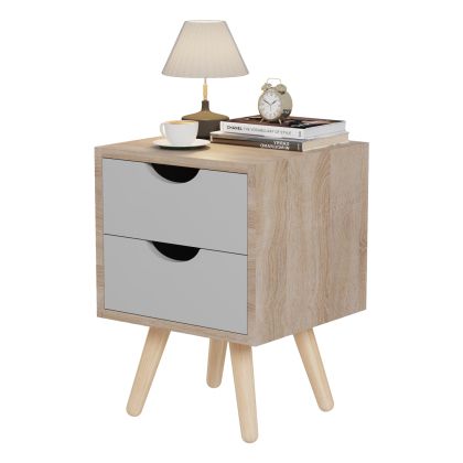 BEDSIDE STAND DINKL HM2472.05 MELAMINE-2 DRAWERS IN SONAMA-GREY 29,7x29,7x45Hcm.