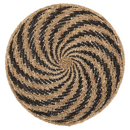 WALL DECOR ROUND HM7830.02 SPIRAL LOOK-SEAGRASS IN BLACK&NATURAL COLOR Φ61x3cm.