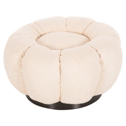 ТАБУРЕТКА КРЪГЛА KRIPP HM9602.06 ЕКРЮ БУКЛЕ-ЧЕРНА МЕТАЛНА ОСНОВА Φ60x31Hсм.