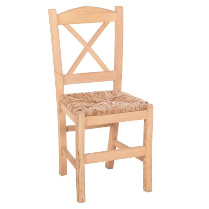 CHAIR RIO HM10098 BEECH WOOD IMPREGNATED-UNPAINTED WITH RUSH SEAT 41x40x91Hcm.