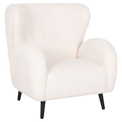 КРЕСЛО KRYLY HM9593.06 ЕКРЮ МАТЕРИЯ БУКЛЕ-ЧЕРНИ ДЪРВЕНИ КРАКА 83x87x89Hсм.