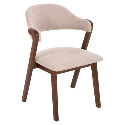 DINING CHAIR RIDER HM9734.02 RUBBERWOOD IN WALNUT COLOR-ECRU FABRIC 59x59x83Hcm.