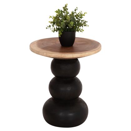 SIDE TABLE ROUND JACKY HM9890 SUAR WOOD IN NATURAL & BLACK Φ40x45.5Hcm.