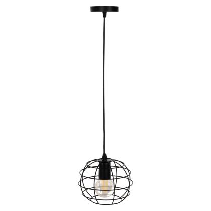 CEILING PENDANT LAMP HM4037 BLACK METAL SPHERE Φ16x124Hcm.