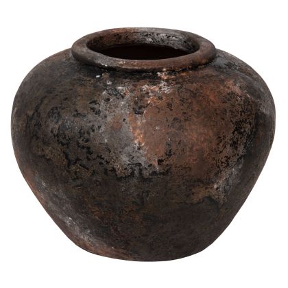 DECORATIVE VASE HM4195 TERRACOTTA IN ANTIQUE ANTHRACITE COLOR Φ35x27Hcm.