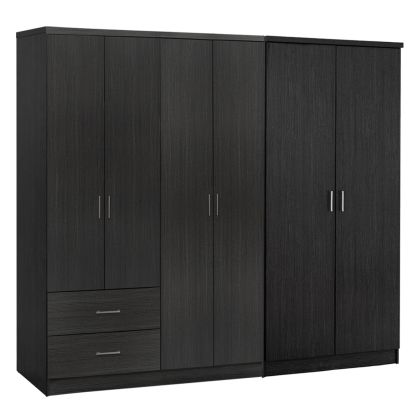 WARDROBE 6-LEAF BLAKELY HM21235.01 MELAMINE IN ZEBRANO COLOR 201x43x181Hcm.