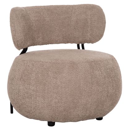 LOUNGE CHAIR ROUND KARSEN HM9598.08 DARK BEIGE BOUCLE FABRIC 79x82x74Hcm.