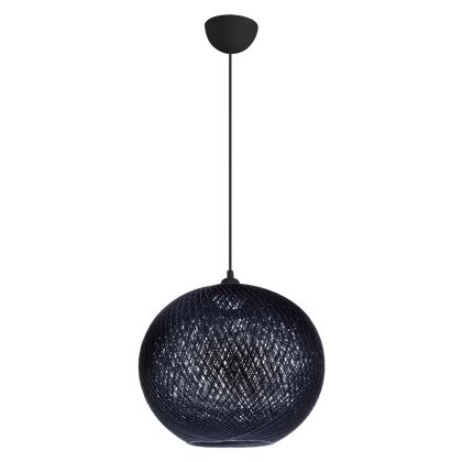 PENDANT CEILING LAMP HM7626.03 BLACK SPHERE, KNITTED ROPE, INDOORS