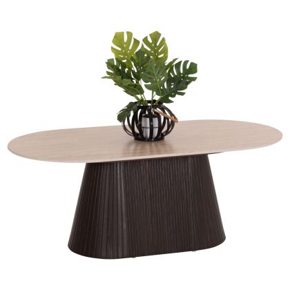 COFFEE TABLE OVAL CATER HM18321 CERAMIC TOP WITH TRAVERTINE STONE LOOK--MDF BASE 120x60x46H