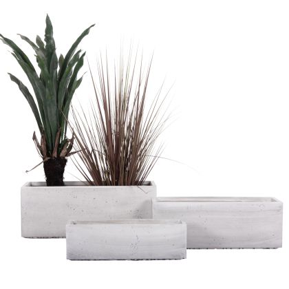 GARDEN PLANTERS RECTANGULAR SET 3PCS SERIES GARDENER HM4723 FIBERCLAY IN GREY 81x30x30Hcm.