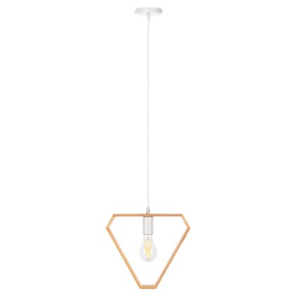 Осветително тяло за таван HM4069 ДЪРВЕН ТРИЪГЪЛНИК-БЯЛ КАБЕЛ 25x28,5x126,5H cm.