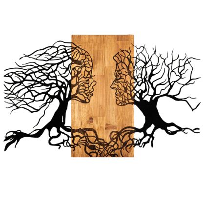 WALL DECORATION ILLUSION HM4803-METAL IN BLACK-WOOD 92x3(thickness)x58Hcm.