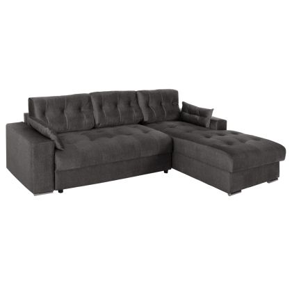 CORNER (RIGHT) SOFA-BED WITH STORAGE SPACE CLANCY HM3281.02R ANTHRACITE FABRIC 308x181x92Hcm.