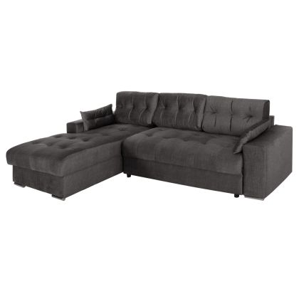 CORNER (LEFT) SOFA-BED WITH STORAGE SPACE CLANCY HM3281.02L ANTHRACITE FABRIC 308x181x92Hcm.