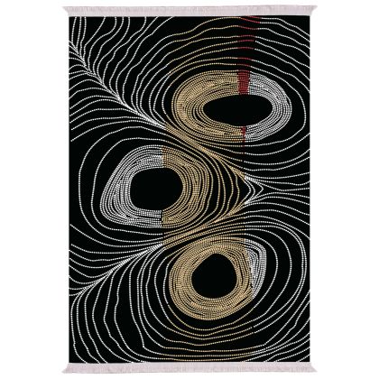 ХОЛЕН КИЛИМ С РЕСНИ JOSIANE ЧЕРНО-ЗЛАТНО-СИВО 80Х150см. HM7676.27