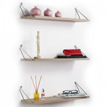 WALL SHELVES SET 3PCS MELAMINE AND METAL BHAN HM9173.01 SONAMA CHROME 60x12,5x18Υ cm.