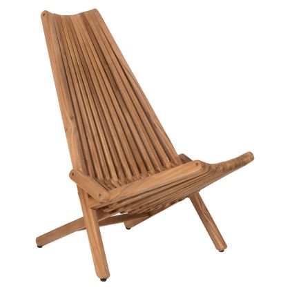 FOLDING OUTDOOR LOUNGE ARMCHAIR CAMY HM5962 TEAK WOOD IN NATURAL COLOR 54x90x91Hcm.