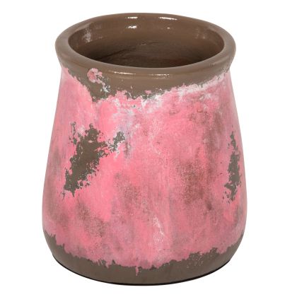 DECORATIVE VASE HM4381 TERRACOTTA IN PINK COLORING Φ18Χ20Hcm.