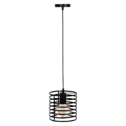 CEILING PENDANT LAMP HM4090 BLACK CYLINDRICAL METAL CAP Φ16x124Hcm.