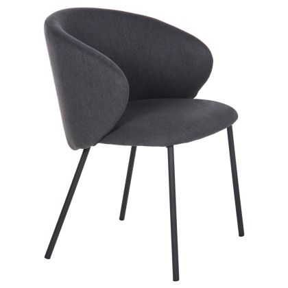 DINING CHAIR ISIAH HM9615.01 GREY FABRIC-BLACK METAL LEGS 56x56x76Hcm.