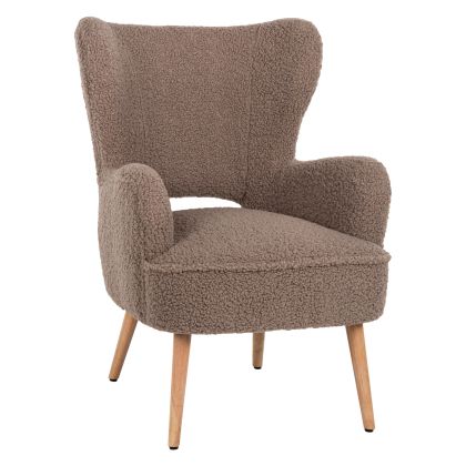 ARMCHAIR MYLIE HM8394.25 BOUCLE FABRIC LIGHT BROWN COLOR  67x75x93Hcm.