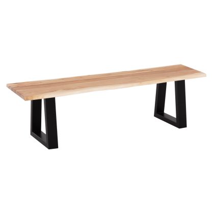 BENCH MONTANA SLIM HM8168.21 SOLID ACACIA WOOD SEAT-BLACK METAL LEGS 160,5Χ46,5Χ45Hcm.