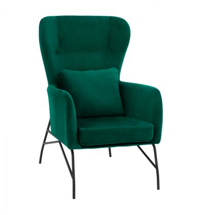 Armchair Velvet Cypress Green with metallic black leg HM8721.03 67x80x102 cm.