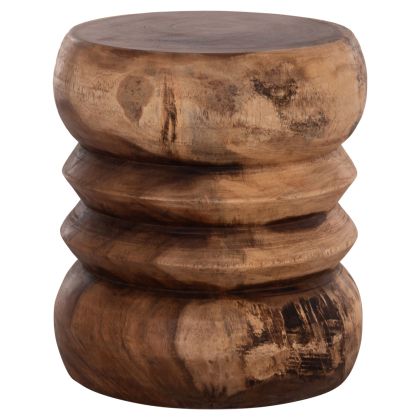 ROUND STOOL BELLOWS HM9910 SOLID SUAR WOOD IN NATURAL Φ40x45Hcm.