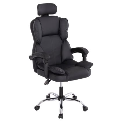 ОФИС СТОЛ OCTAVIUS HM1202 ЧЕРЕН PVC & НАЙЛОН- ХРОМИРАНА МЕТАЛНА ОСНОВА 52x55x128Hcm.