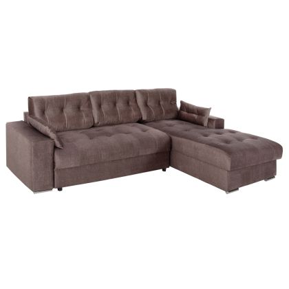 CORNER SOFA-BED WITH STORAGE SPACE CLANCY HM3281.03R BROWN FABRIC 308x181x92Hcm.
