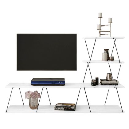 MELAMINE TV FURNITURE & METAL FRAME ΗΜ9098.03 WHITE 150x30x93Y cm.