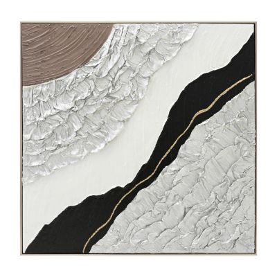 WALL PAINTING ABSTRACT (SQUARE) HM4553.01 BEIGE PS FRAME-CANVAS-HANDMADE 82x4.5x82Hcm.