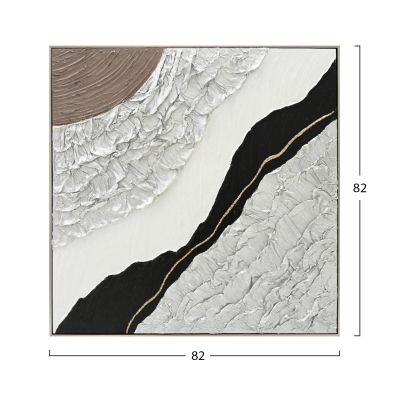 WALL PAINTING ABSTRACT (SQUARE) HM4553.01 BEIGE PS FRAME-CANVAS-HANDMADE 82x4.5x82Hcm.