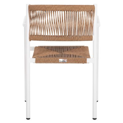 ALUMINUM ARMCHAIR STER HM5786.11 WHITE-SYNTHETIC RATTAN IN BEIGE 55,5x53x78Hcm.