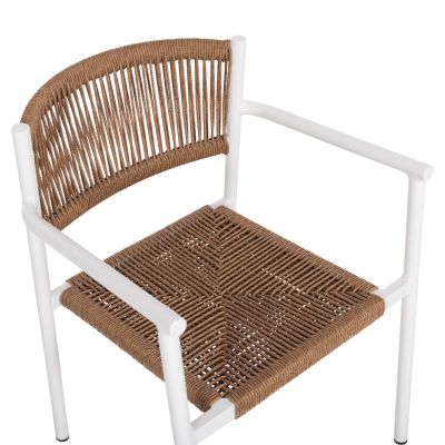 ALUMINUM ARMCHAIR STER HM5786.11 WHITE-SYNTHETIC RATTAN IN BEIGE 55,5x53x78Hcm.