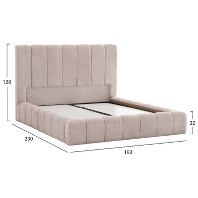 BED WITH STORAGE SPACE REMO HM719.10 TEDDY FABRIC IN BEIGE-FOR MATTRESS 160x200cm.