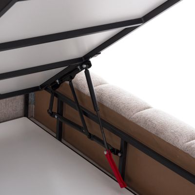 BED WITH STORAGE SPACE REMO HM719.10 TEDDY FABRIC IN BEIGE-FOR MATTRESS 160x200cm.