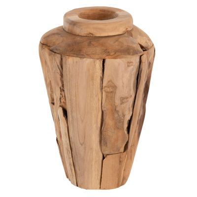 DECORATIVE VASE ZENIA HM7918 RECYCLED PIECES OF TEAK WOOD IN NATURAL COLOR Φ20x40Hcm.
