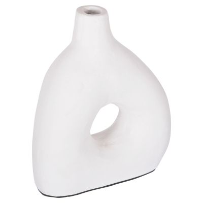 DECORATIVE VASE SERIES CLAYVON HM4414 TERRACOTTA IN WHITE COLOR 17x7x20Hcm.
