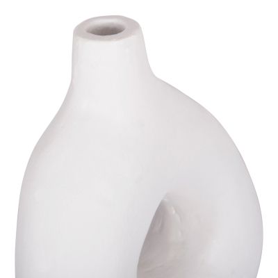 DECORATIVE VASE SERIES CLAYVON HM4414 TERRACOTTA IN WHITE COLOR 17x7x20Hcm.