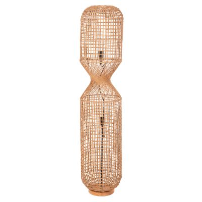 FLOOR STANDING LAMP HM4357 METAL-PAPER ROPE IN BROWN- 2 LIGHT BULBS Φ30x134Hcm.