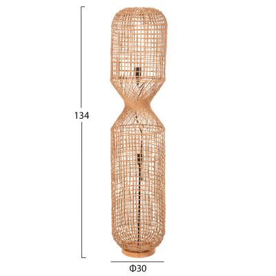 FLOOR STANDING LAMP HM4357 METAL-PAPER ROPE IN BROWN- 2 LIGHT BULBS Φ30x134Hcm.