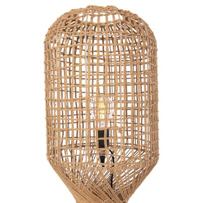 FLOOR STANDING LAMP HM4357 METAL-PAPER ROPE IN BROWN- 2 LIGHT BULBS Φ30x134Hcm.