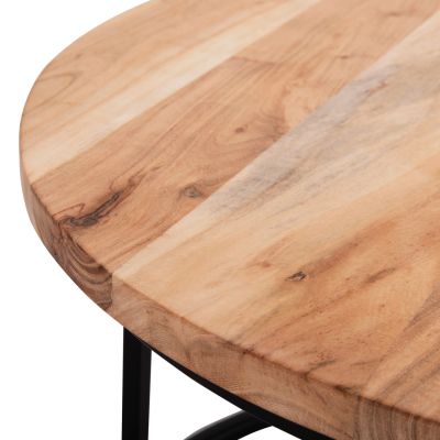 NESTING TABLES 3pcs OBI HM9255.21 ACACIA WOOD- METAL BLACK LEGS Φ77.5x47.5Hcm.