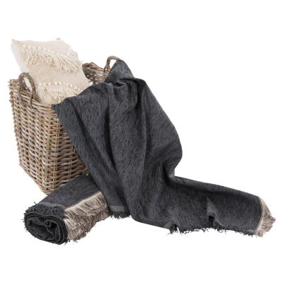 SOFA COVER-THROW WITH FRINGES DREAMTOPIA HM12161.09 IN NAVY BLUE COLOR 245X170cm.