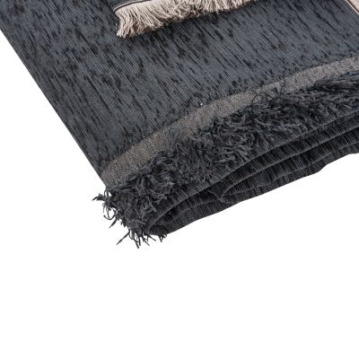 SOFA COVER-THROW WITH FRINGES DREAMTOPIA HM12161.09 IN NAVY BLUE COLOR 245X170cm.