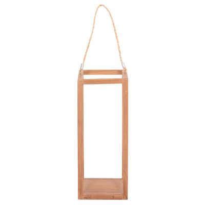 DECORATIVE TABLE LANTERN FOR CANDLES FENT HM4582 TEAK WOOD IN NATURAL 20x20x50-80Hcm.